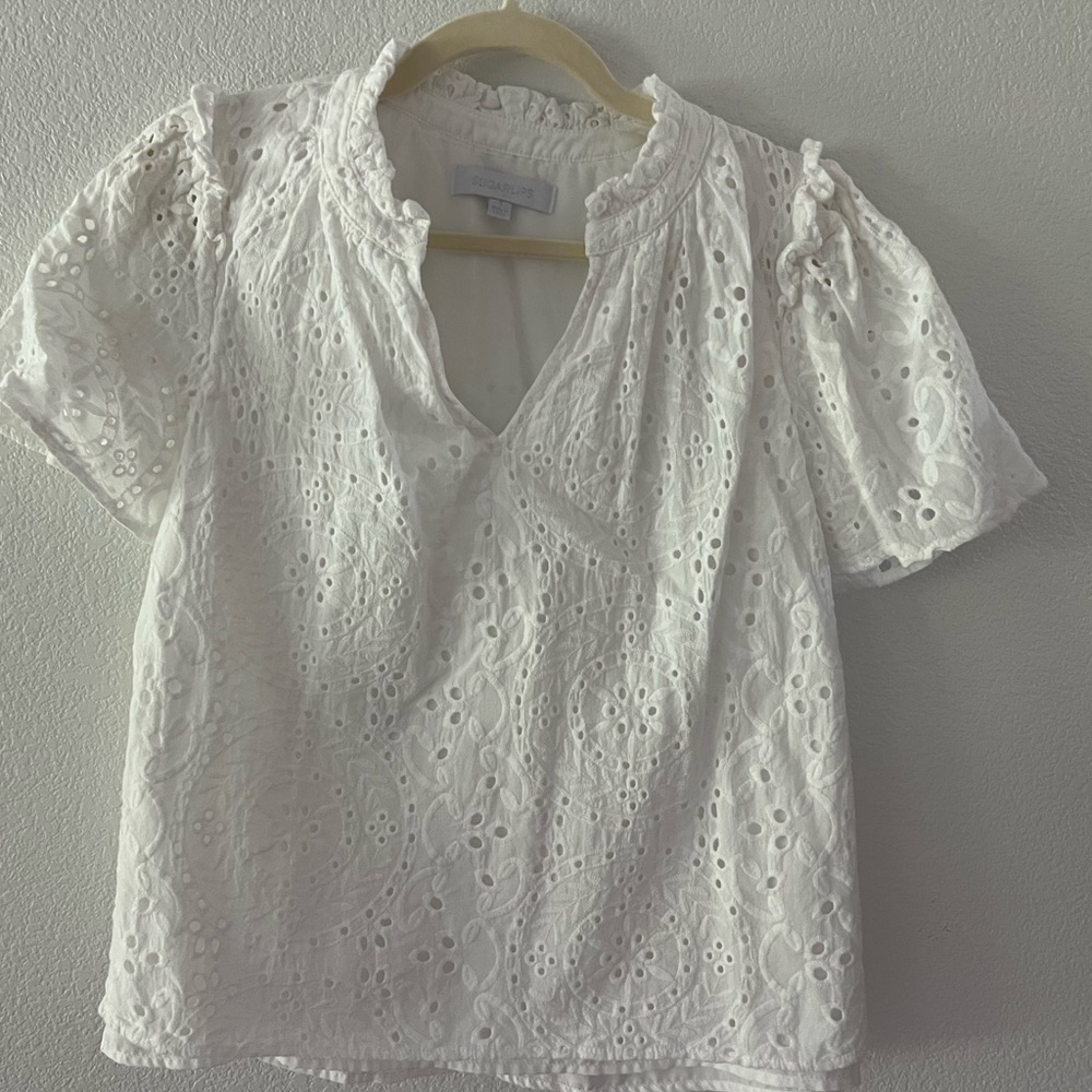 Sugar lips eyelet white top